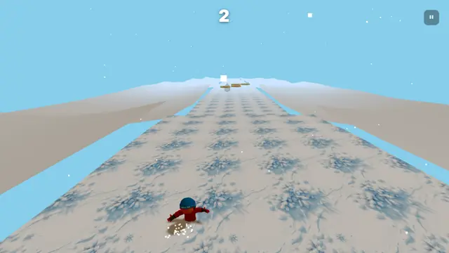 Snowboard Rush: een snowboarder in een rode jas op een besneeuwde helling, met de score bovenin