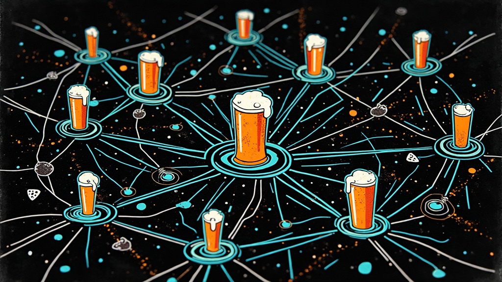 Connected beer glasses network &mdash; punk rock screenprint illustratie