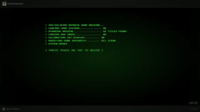 ASCII Arcade — de Wayback Game Machine start op