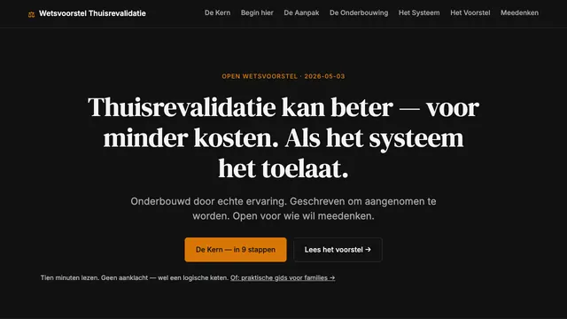 Wetsvoorstel Thuisrevalidatie — de site live