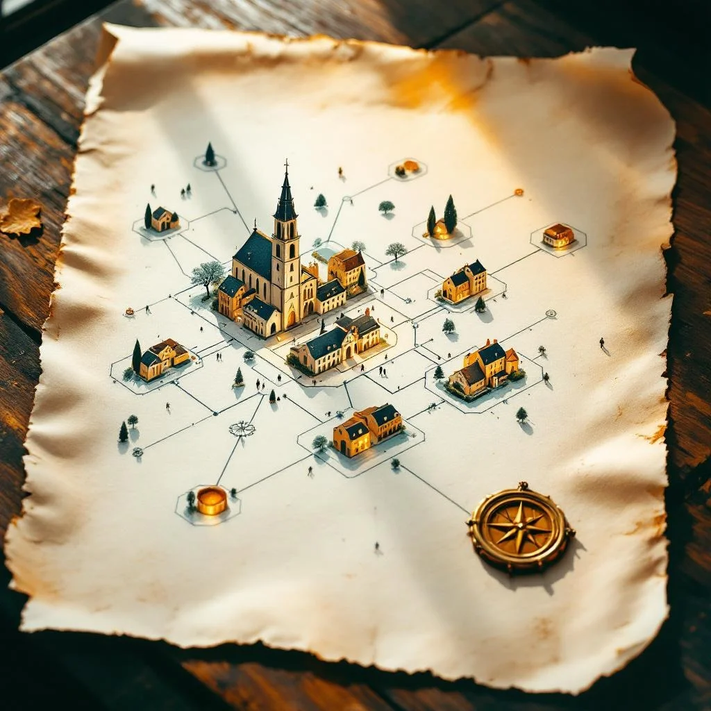 Ondernemen in de Kempen &mdash; platform-illustratie in warm-wit, amber en deep teal