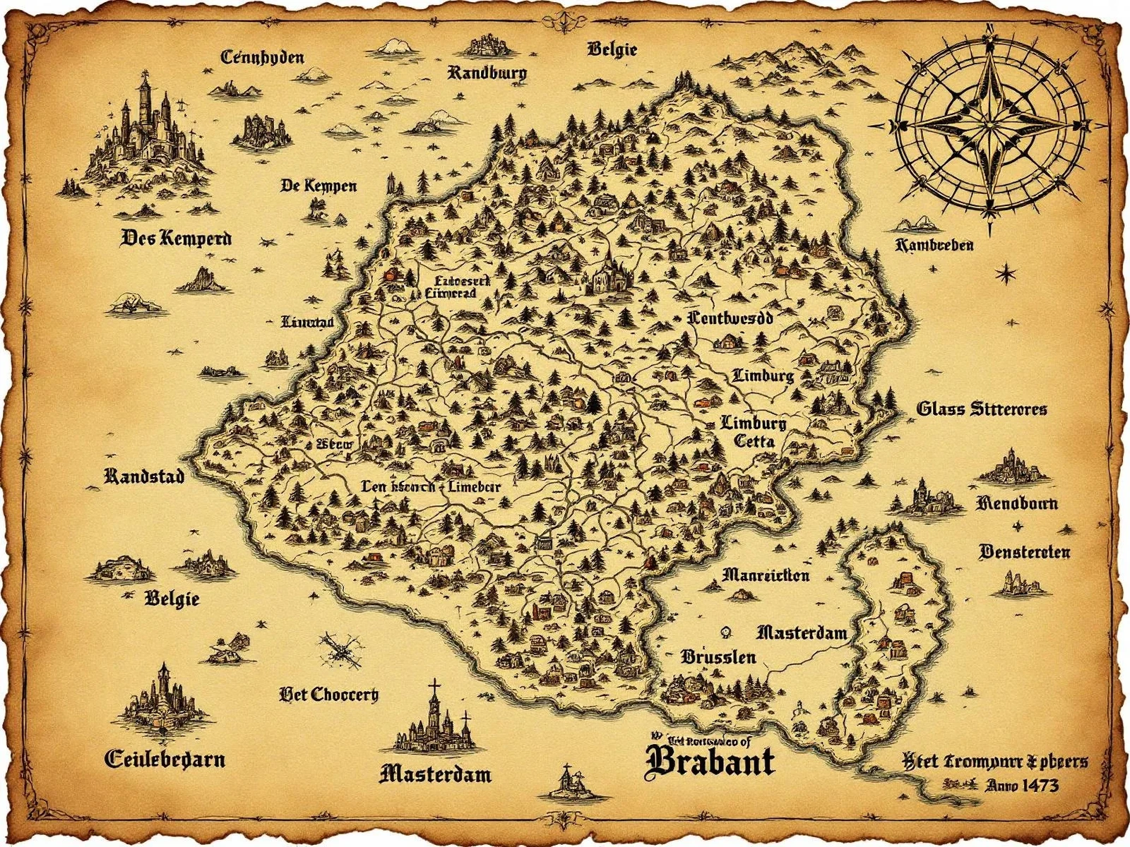 Reign of Brabant &mdash; kaart van De Kempen, 1473